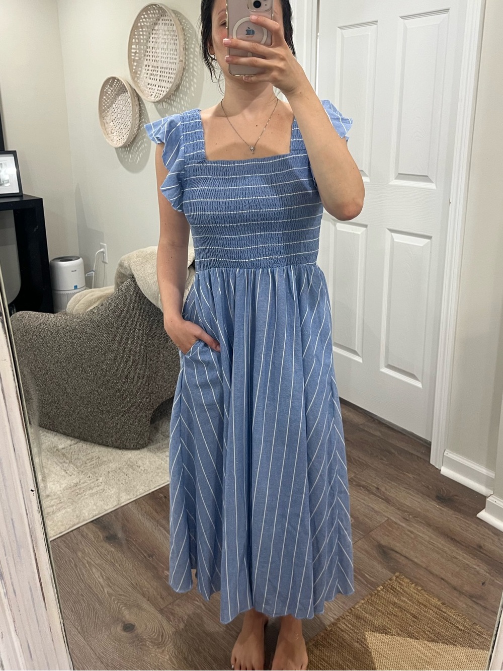 Simplee Smocked Ruffle Sleeve Dress